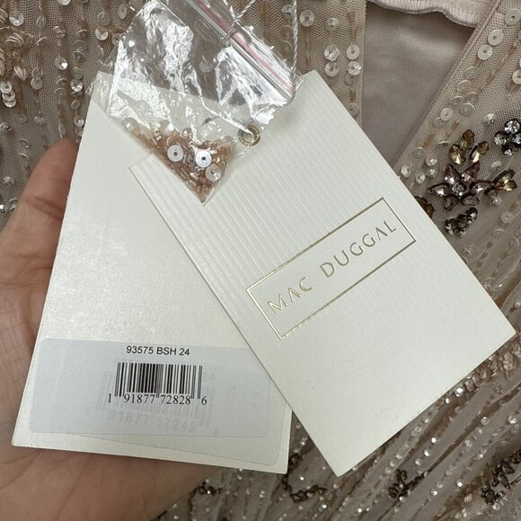 MAC DUGGAL Plus Size 24 Beige 93575 Embellished A-Line Evening Gown Dress $998 - Picture 14 of 16